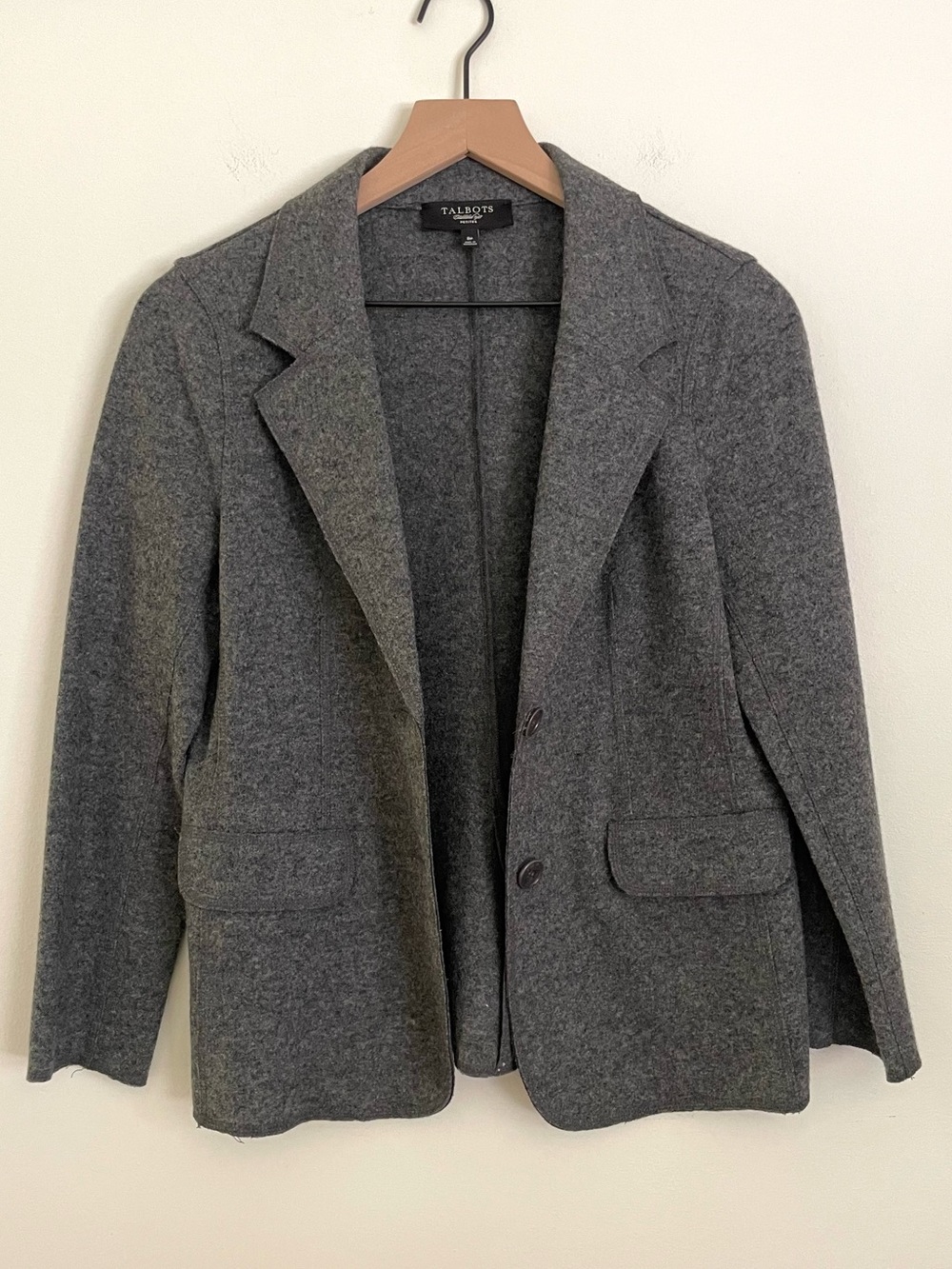 Talbots Charcoal Gray Wool Blend Women's Sweater Blazer